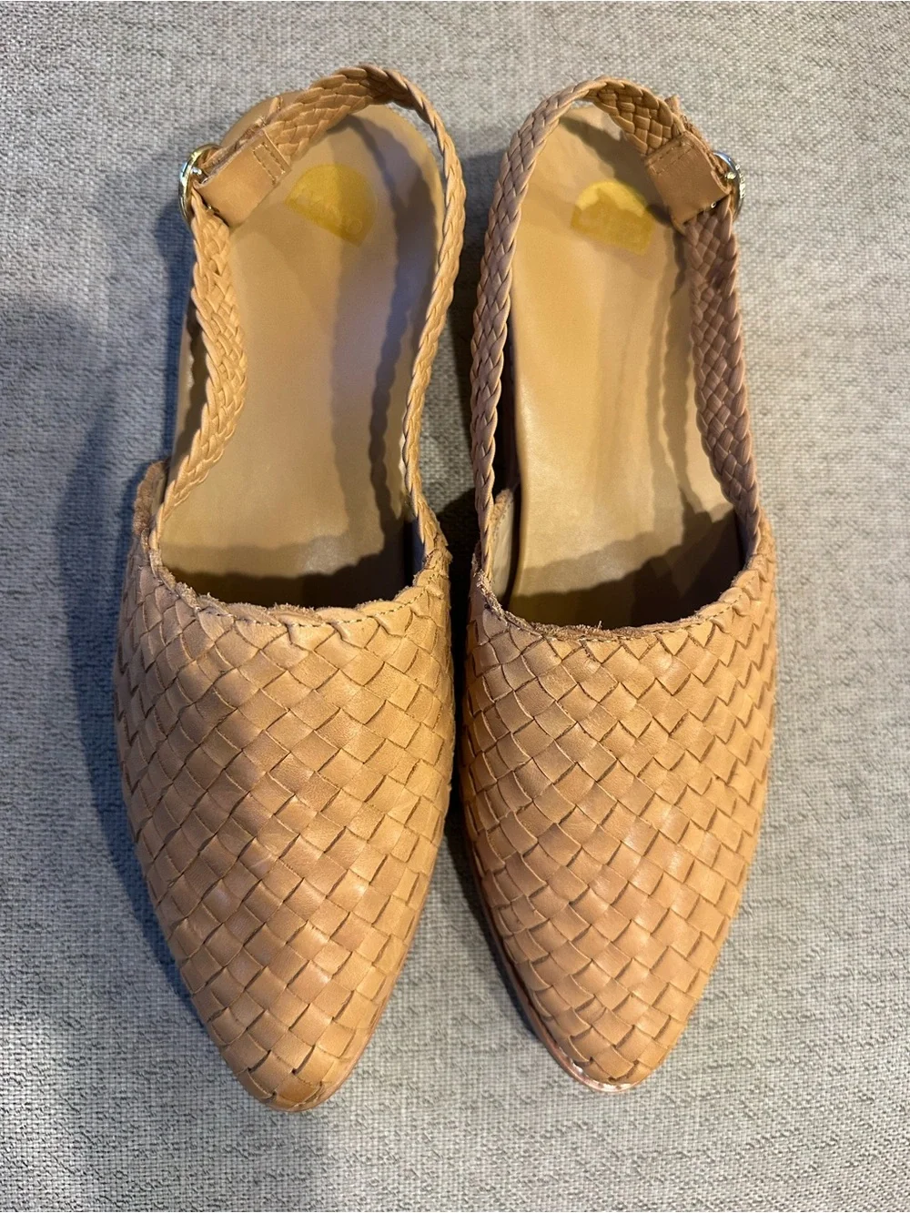 Bared Footwear Junco Braided Woven Leather Slingback Flats Tan Size 38/Size 8